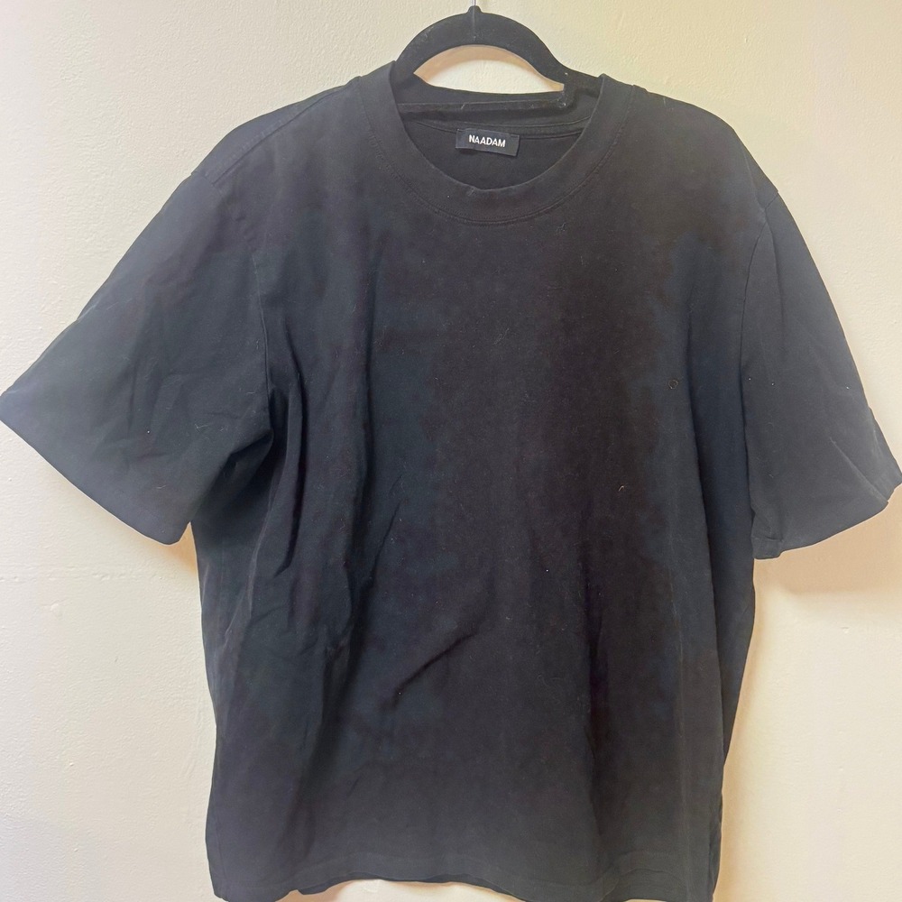 NAADAM Black Cotton Crew Neck Short Sleeve Basic T Shirt Size L- Preloved